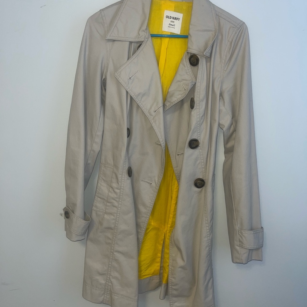 Old Navy Tan Trench Coat with Yellow Lining